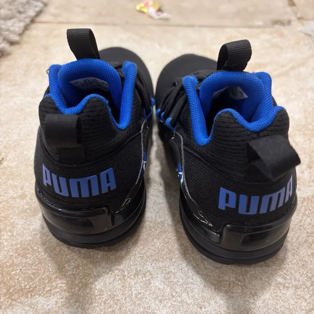 Puma Wired Run Slip On AC+ Kids 11.5C Black Blue Lightning Sneakers 379038-01